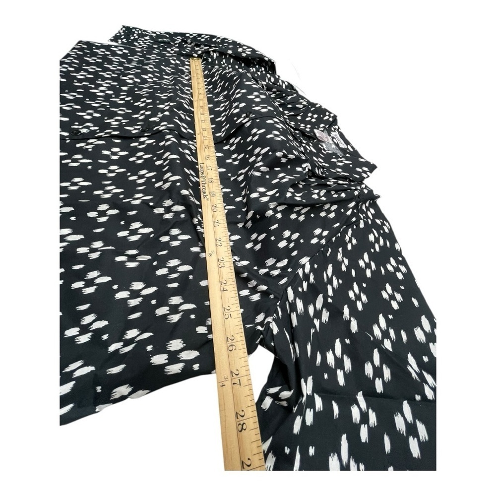 Roman’s Blouse Size 1X Black White Long Sleeves button down with collar - Picture 7 of 10